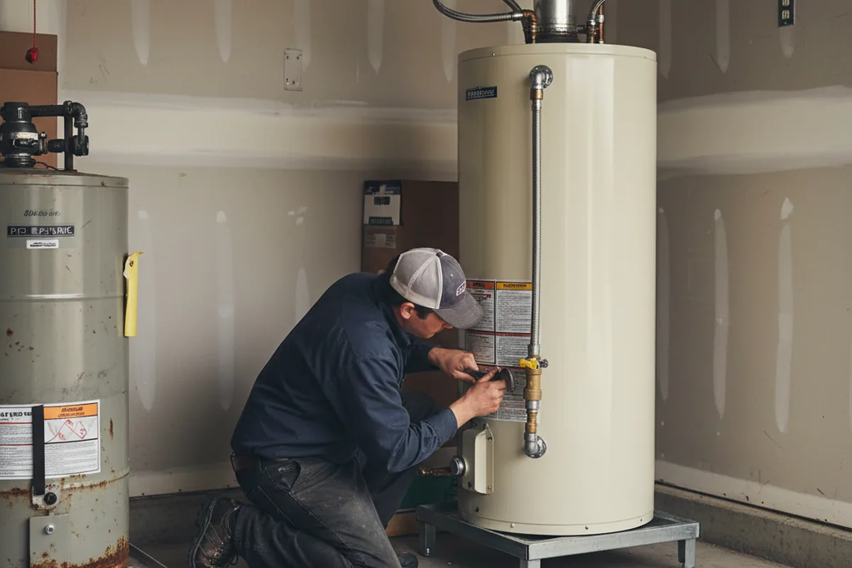 Water heater and shutoff valve replacement in Hingham