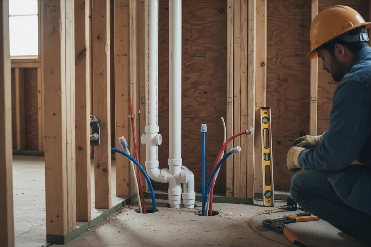Drain and supply rough-in during Sump Pump Repair in Hingham