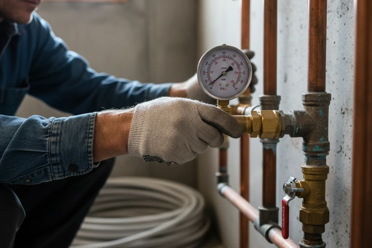 Pressure testing a repaired line during Water Line Repair in Hingham